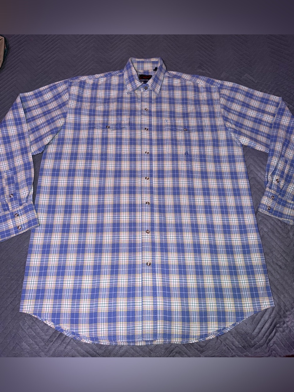 Men's Vintage Roper Plaid Western Snap Button Shirt LT Large Tall
